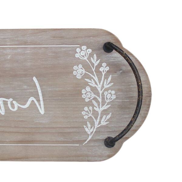 PARISLOFT Home Sweet Home Natural Wood Long Narrow Flat Decorative