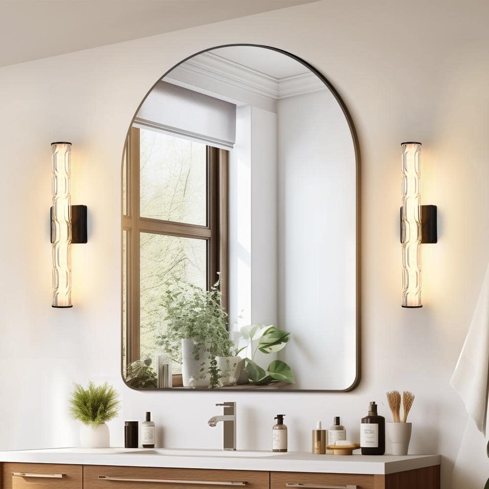 20 in. Matte Black LED Wall Sconce Set of 2, Modern K9 Crystal Vanity Light, 3-Color Dimmable, Hardwired price history on PriceWatchPro