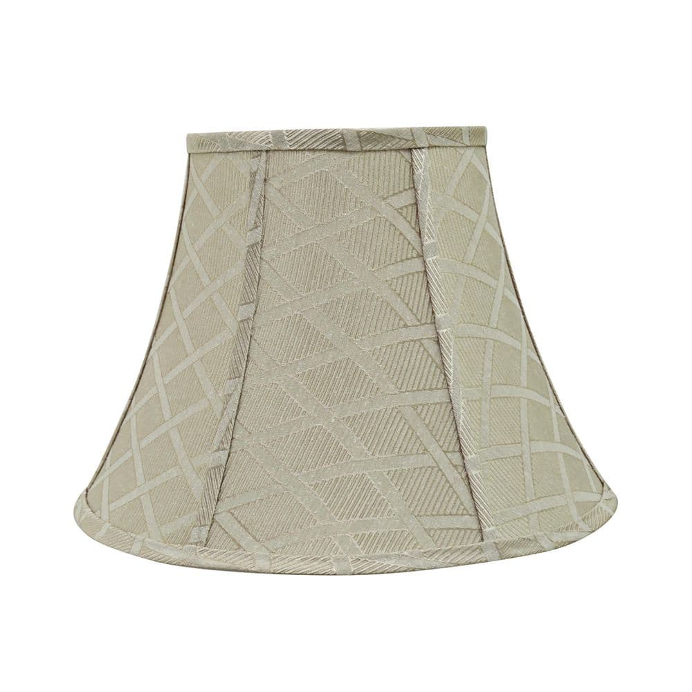 Off-White Jacquard Textured Fabric Bell Lamp Shade, 13" Wide