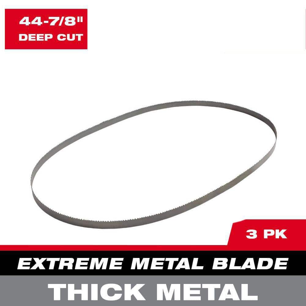 Milwaukee 44-7/8 in. 8/10 TPI Metal Deep Cut Extreme High Speed Steel Band  Saw Blade (3-Pack) For M18 FUEL/Corded 48-39-0601 The Home Depot