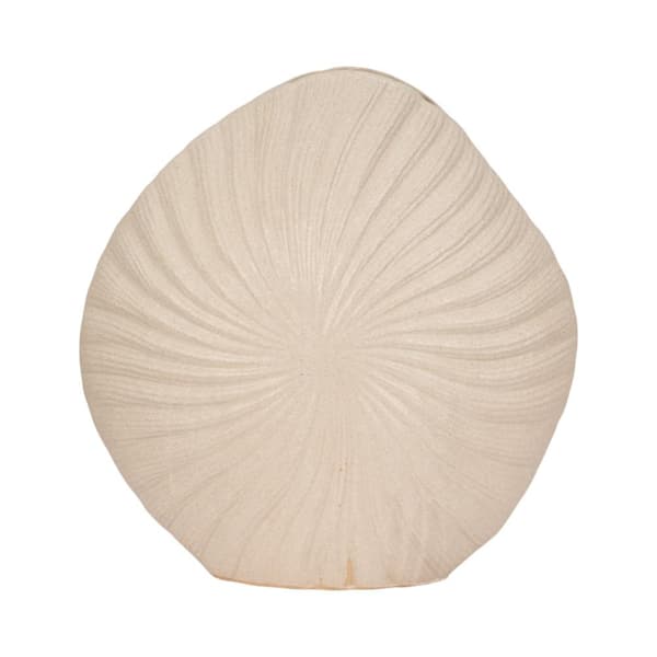 Liv & Skye 23 in. White Stoneware Coastal Sand Shell Decorative Vase