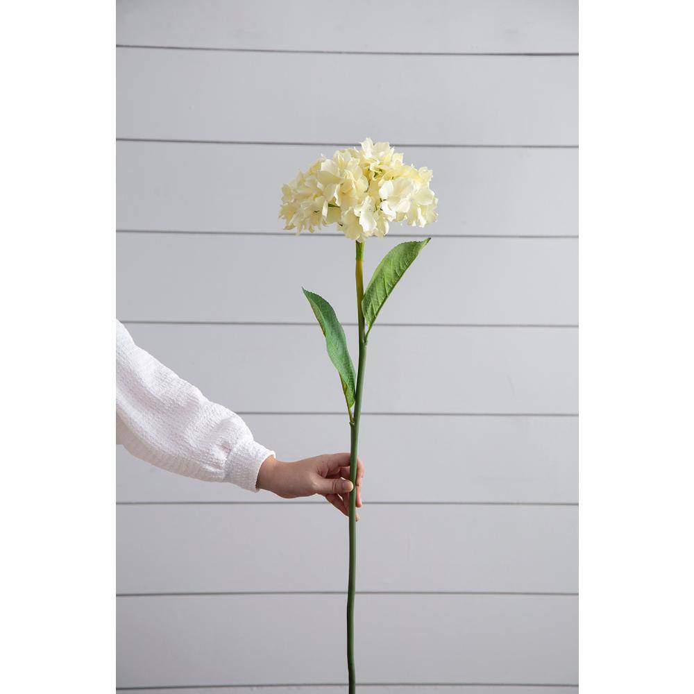 34" Cream Faux Hydrangea Stems with Leaves - Set of 12