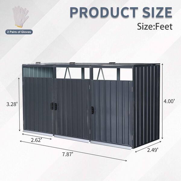8 ft. W x 2.5 ft. D Charcoal Grey Metal Storage Shed for Backyard