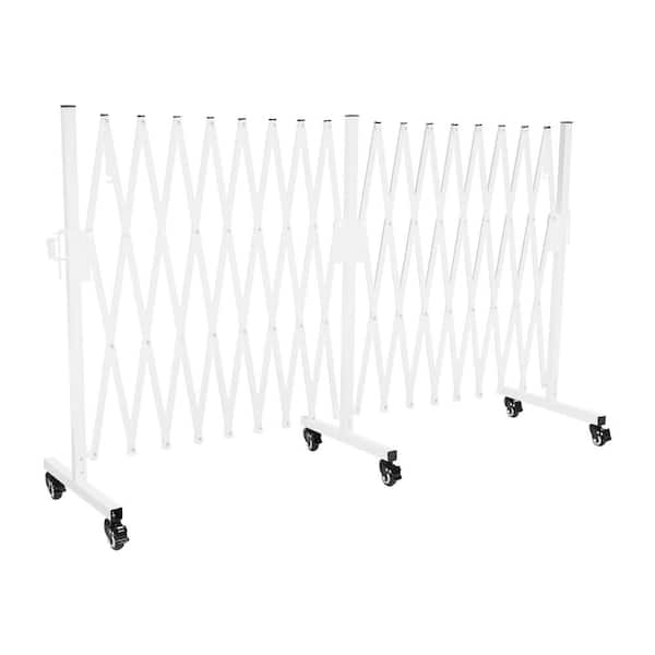 White 212.6 in. x 40 in. Metal Garden Fence Safety Barrier Portable Fence Gate with Wheels