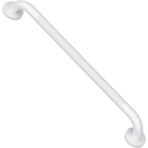 24 in. x 3.8 in. Concealed Screw with Bathroom Anti-Slip Knurled Grip Safety for Handicap and Senior Support in White