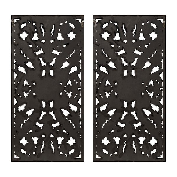 Unbranded Hot Seller 2-Piece 15.75 in. x 31.5 in. Antique Blue Distressed Carved Wood Wall Decor Set by MDF Wall Art