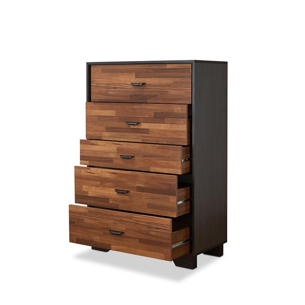 Eloy Industrial Walnut & Espresso Chest with Deep Felt-Lined Drawer