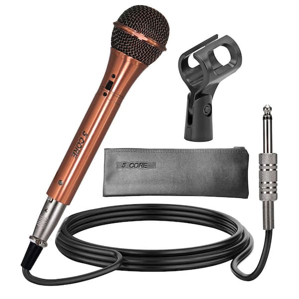Brown Professional Dynamic Vocal Microphone with On Off Switch/16 ft. Detachable Cable/Clip/Bag