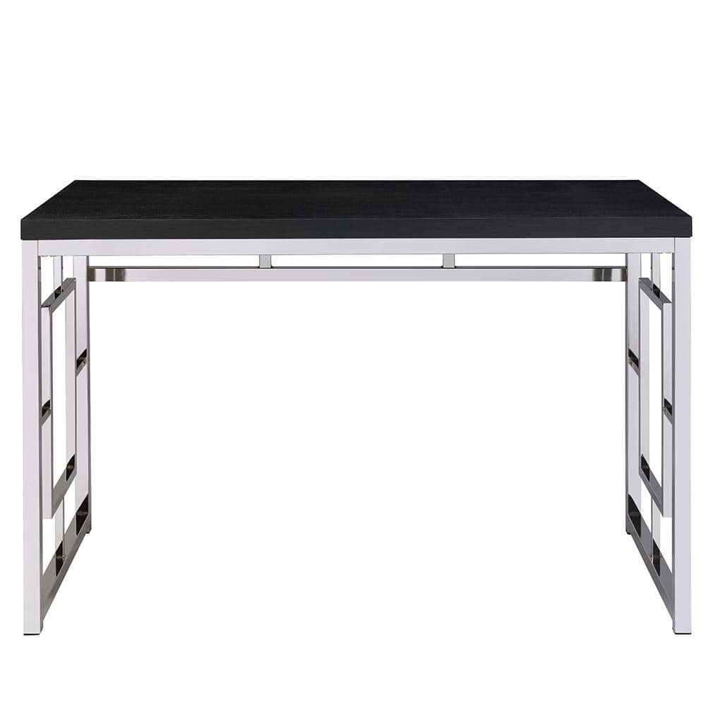 Cappuccino Faux Wood and Chrome Geometric Desk