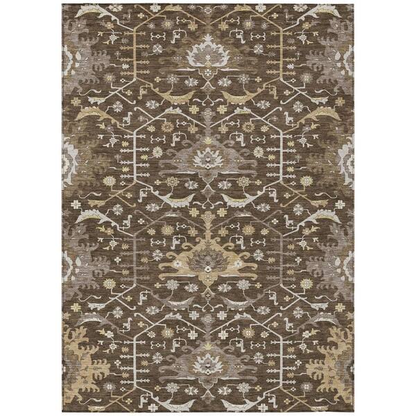 Chantille Machine Washable Indoor/Outdoor Abstract ACN2859 Chocolate 10 ft. x 14 ft. Area Rug