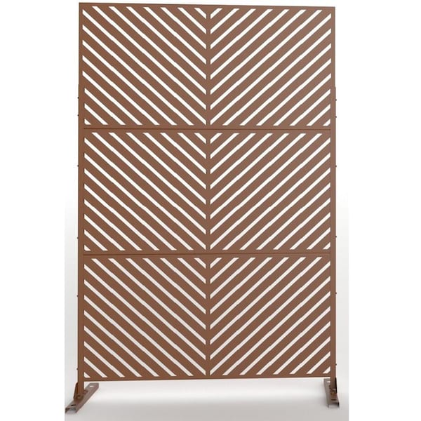 Unbranded Patio Brown Laser Cut Metal Privacy Screen 3 Panels