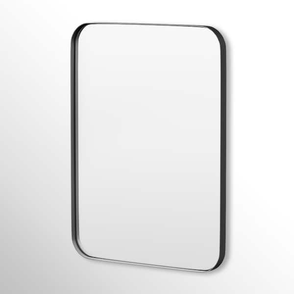 Hausvita 24 in. W x 32 in. H Rectangular Framed Tempered Glass Wall-Mounted Bathroom Vanity Mirror in Black