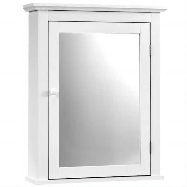 22 in. W x 27 in. H Rectangular White MDF Surface Mount Medicine Cabinet with Mirror