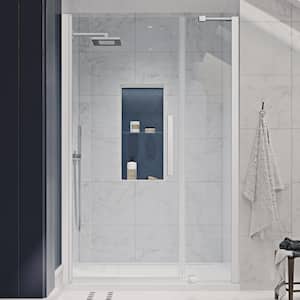 Pasadena 48 in. L x 34 in. W x 75 in. H Alcove Shower Kit with Pivot Frameless Shower Door in Chrome and Shower Pan
