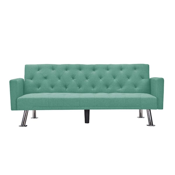 Donason 72.83 in. W Square Arm Fabric 2-Seat Straight Reclining Sofa in Green