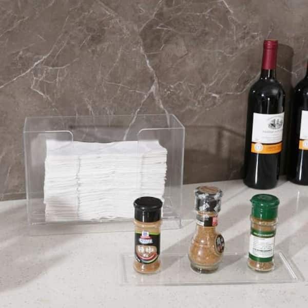 Wall Mount or Countertop Clear Acrylic Paper Towel Dispenser Bathroom Kitchen Napkin Holder Multifold Trifold