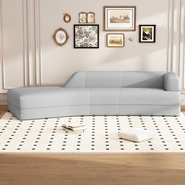 Harper & Bright Designs 109.4 in. Gray Modern Minimalist Curved Boucle Fabric Chaise Lounge Sofa, No Assembly Required