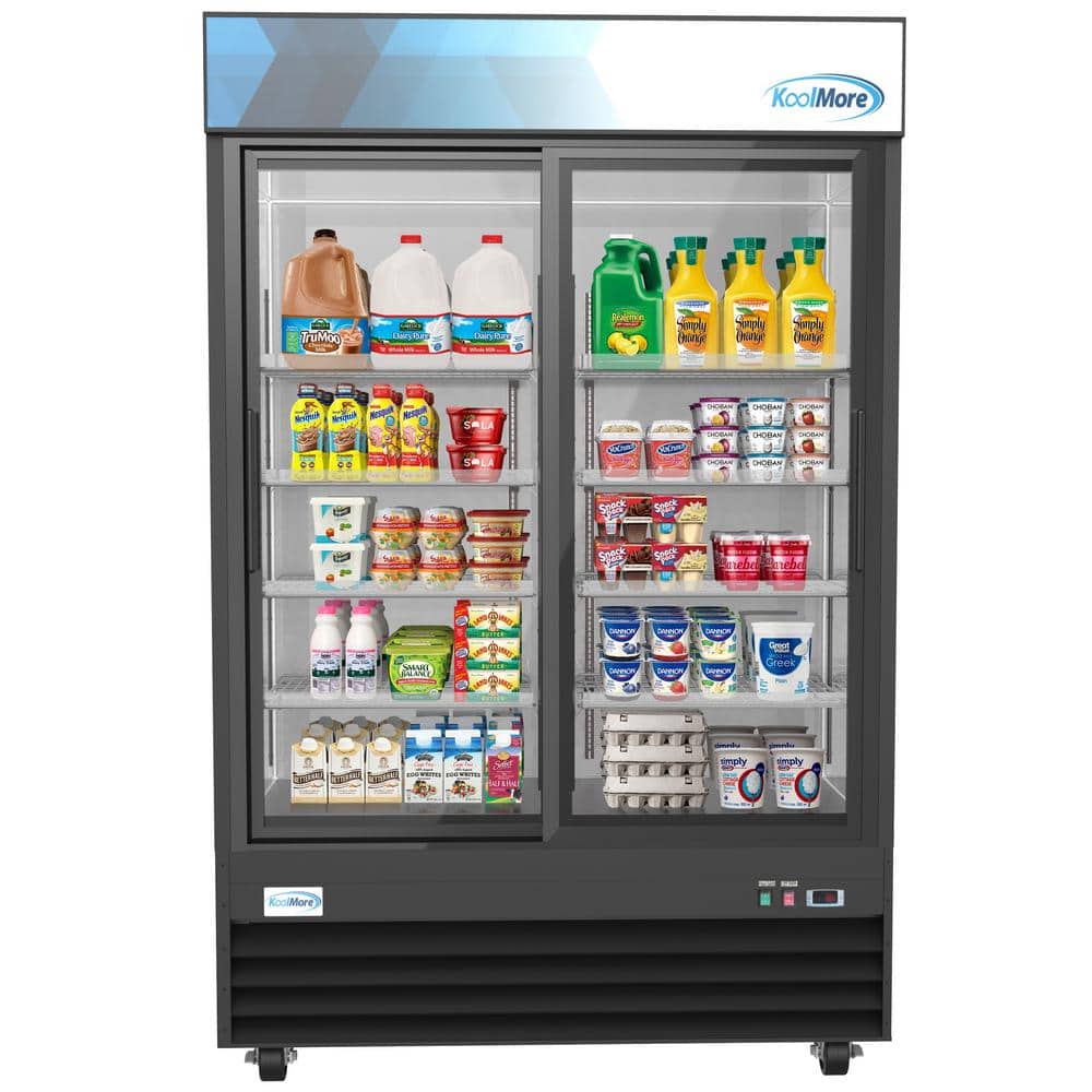 Koolmore 53 in. 45 cu. ft. Commercial Refrigerator Merchandiser Glass  Door in Black Stainless Steel CMDR-2D-GL The Home Depot