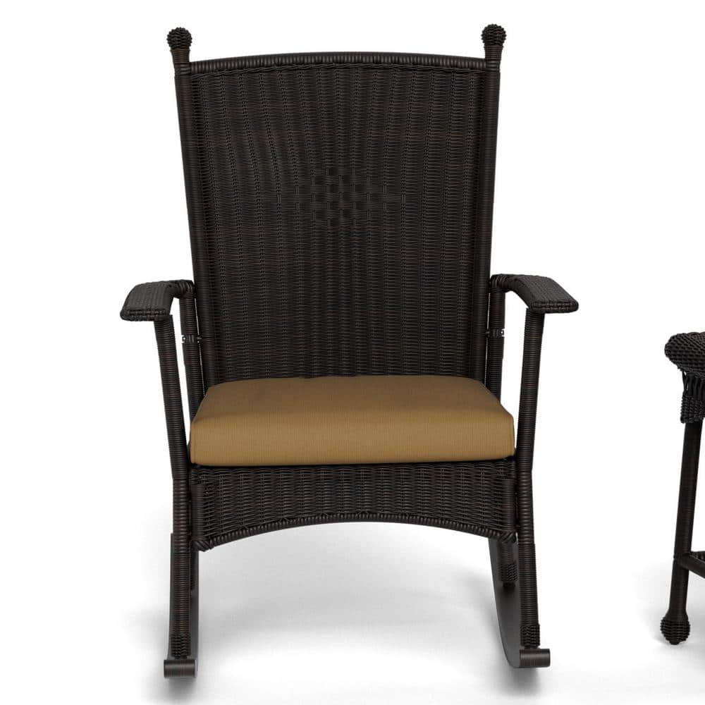 Portside Dark Roast Wicker Outdoor Rocking Chair with Cushions