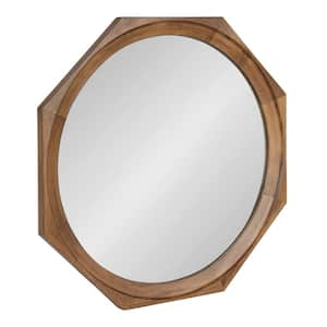 Cyrus 28 in. W x 28 in. H Wood Rustic Brown Octagon Transitional Framed Decorative Wall Mirror