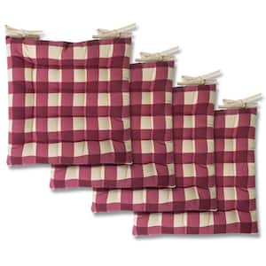Buffalo Square Tufted Indoor/Outdoor Chair Seat Pad Cushion (4-Pack) Burgundy
