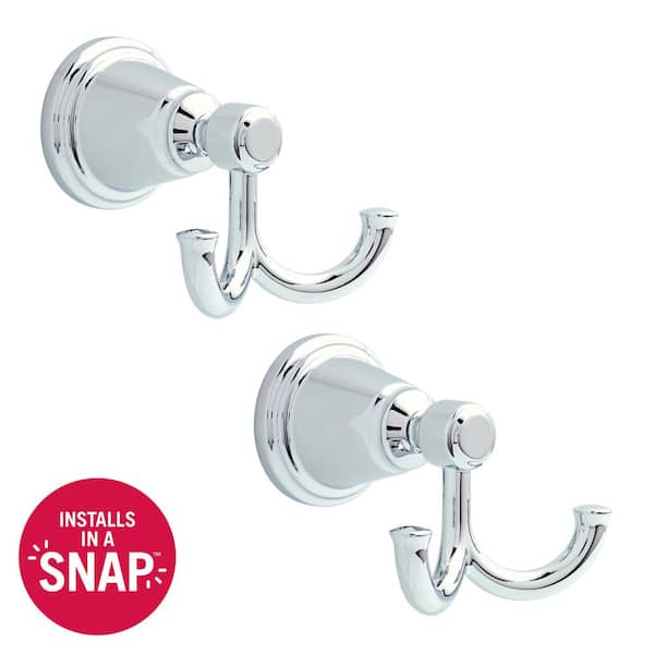 Foundations Design Series Traditional Wall Mount Double Towel Hook J-Hook in Polished Chrome