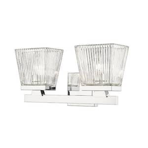 Astor 16 in. 2 Light Chrome Vanity with Clear Glass Shades