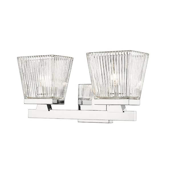 Unbranded Astor 16 in. 2 Light Chrome Vanity with Clear Glass Shades