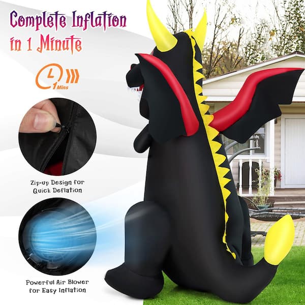 Costway 8 ft. Halloween Inflatable Fire Dragon Giant Blow up