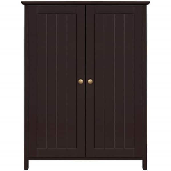 Dracelo 23.6 in. W x 11.8 in. D x 31.7 in. H Brown Linen Cabinet with Double Doors