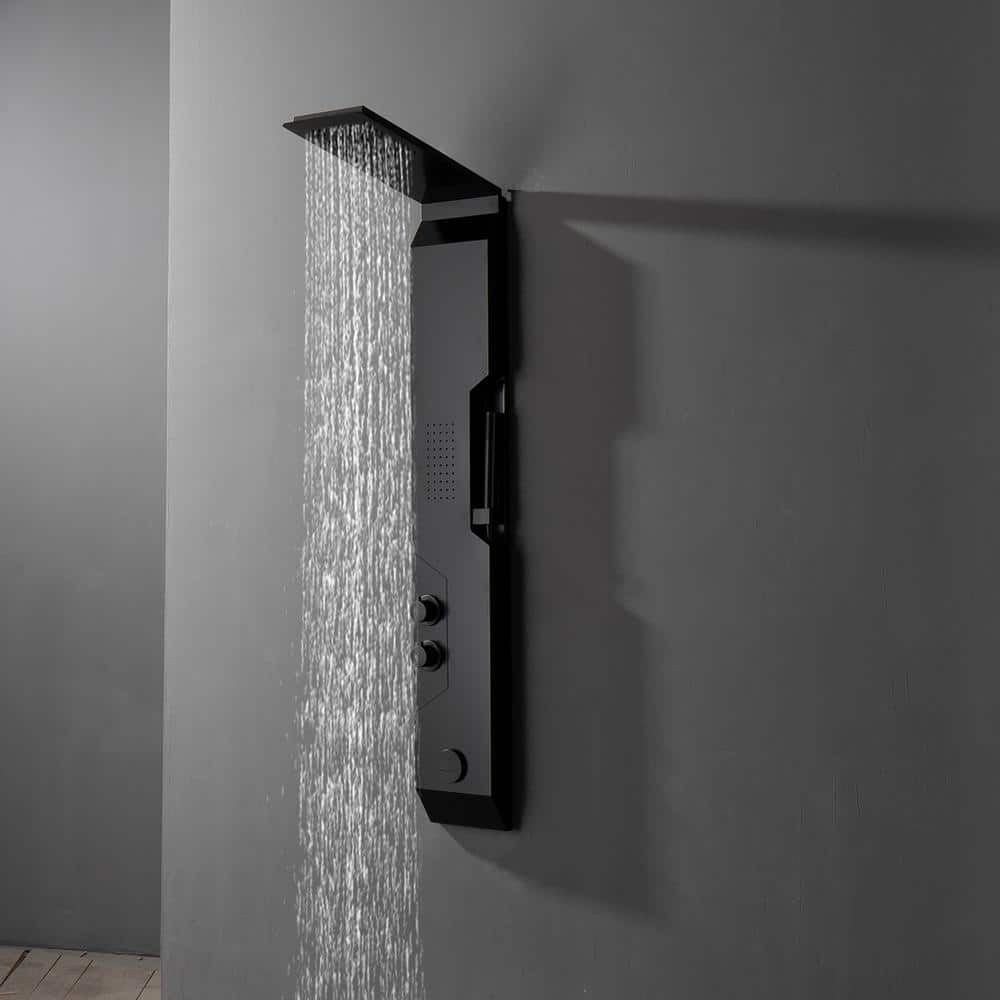 Black Solid Brass Multi-Function Shower Panel System