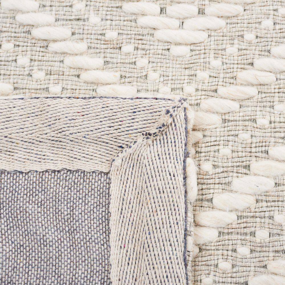 Ivory and Beige Chevron Handwoven Wool Area Rug, 8' x 10'