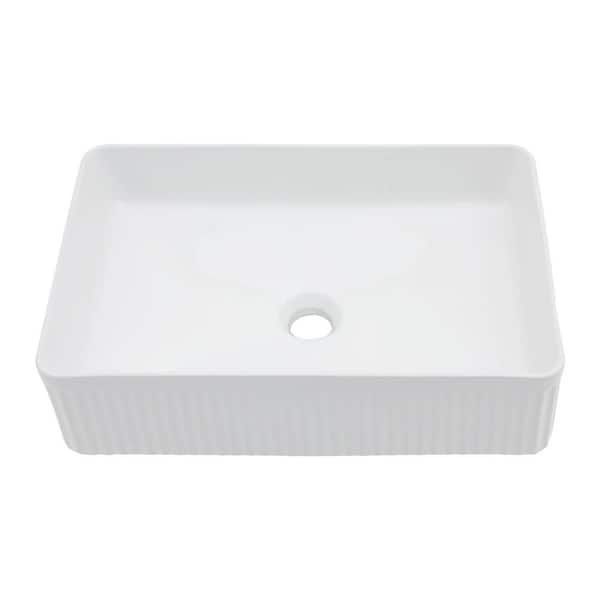 Anky 19.63 in. W Vessel Bathroom Sink in White Ceramic