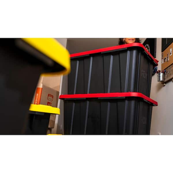 27 Gal. Tough Storage Tote in Black and Red