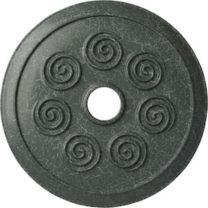 2" x 25-1/2" x 25-1/2" Polyurethane Spiral Ceiling Medallion, Athenian Green Crackle