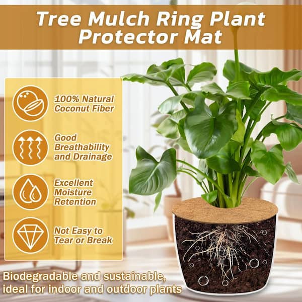 11.8 in. Brown Natural Coconut Fiber Round Plant Pot Soil Cover for Indoor  and Outdoor Planters (10-Pack) HY925-5 - The Home Depot