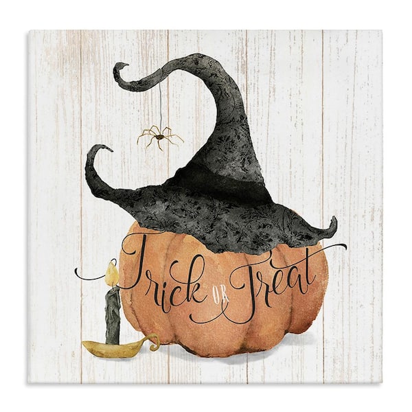 Stupell Industries Pumpkin and Witch Hat byDeane Beesley 1 Piece Unframed Graphic Print Typography Poster Art Print 17 in. x 17 in.