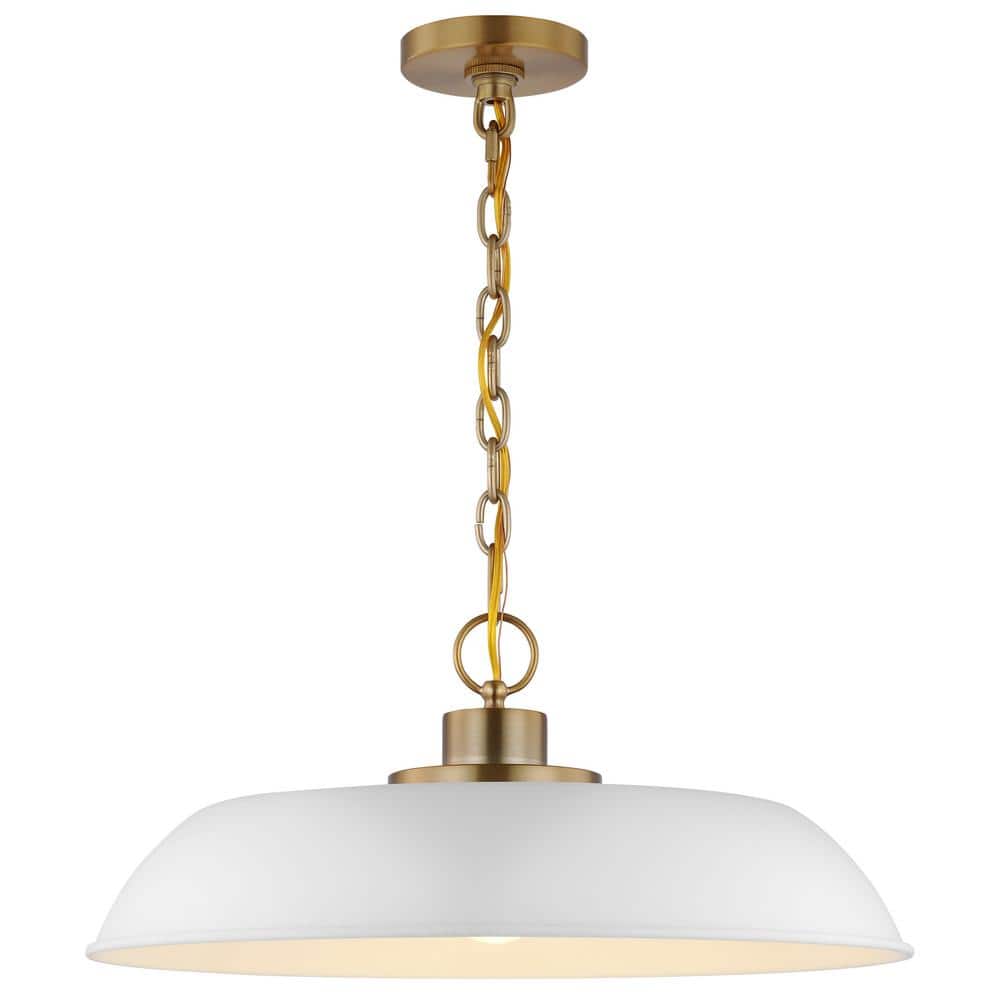 Colony 19.88'' Matte White and Burnished Brass Modern Pendant Light