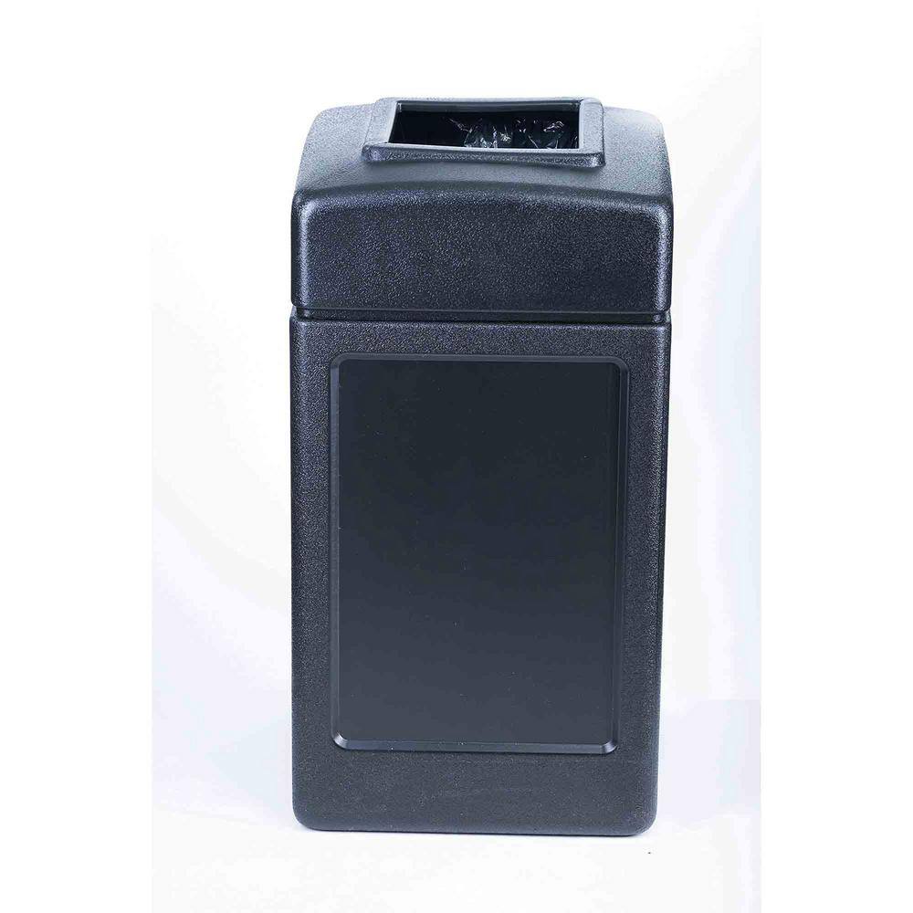 Black Polyethylene Square Indoor/Outdoor Waste Container Bin, 42 Gallon