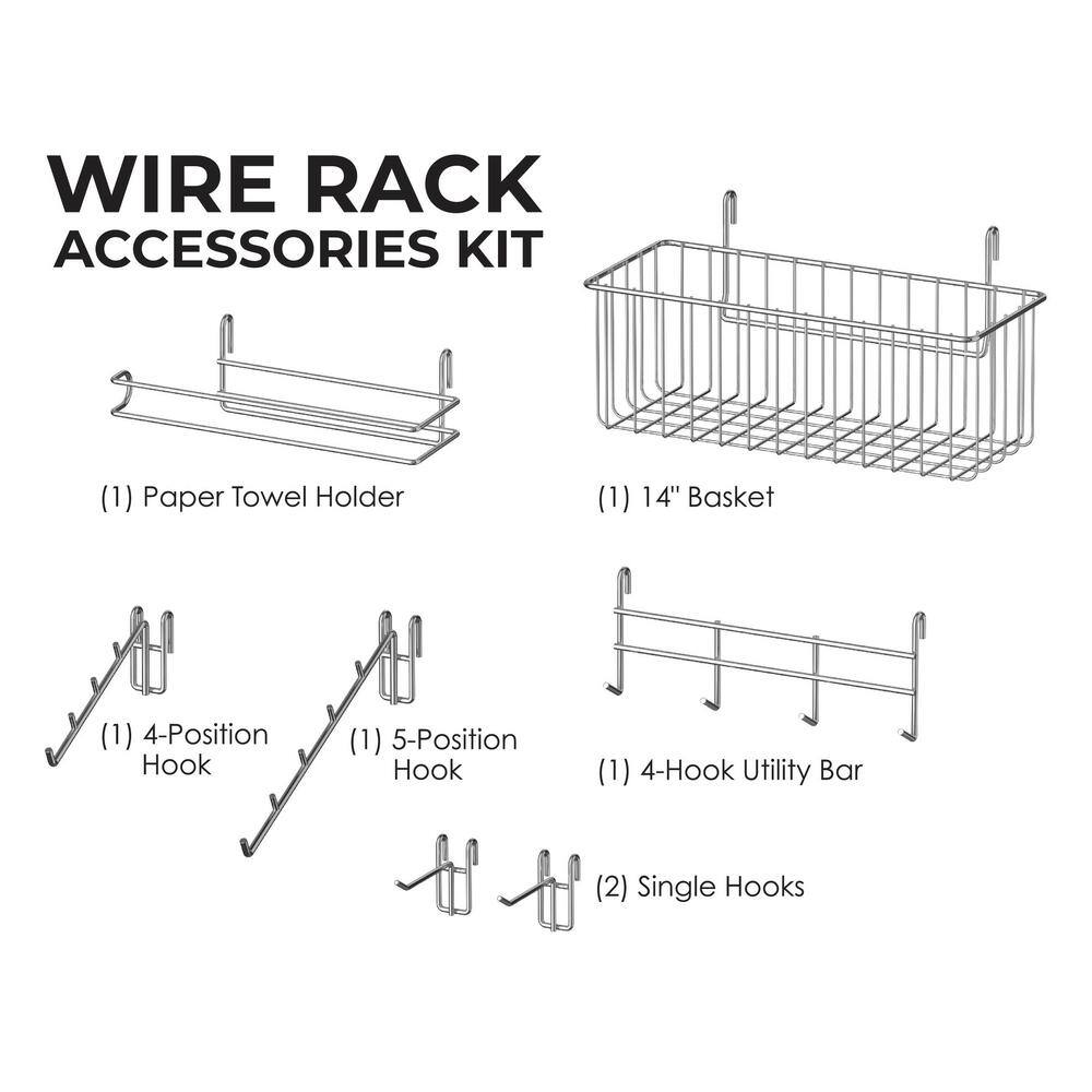 Silver Steel 7-Piece Wire Rack Accessories Kit
