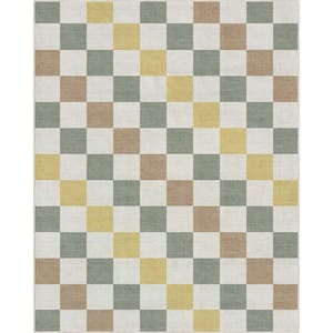 Multi 5 ft. x 7 ft. Flat-Weave Apollo Square Modern Geometric Boxes Area Rug