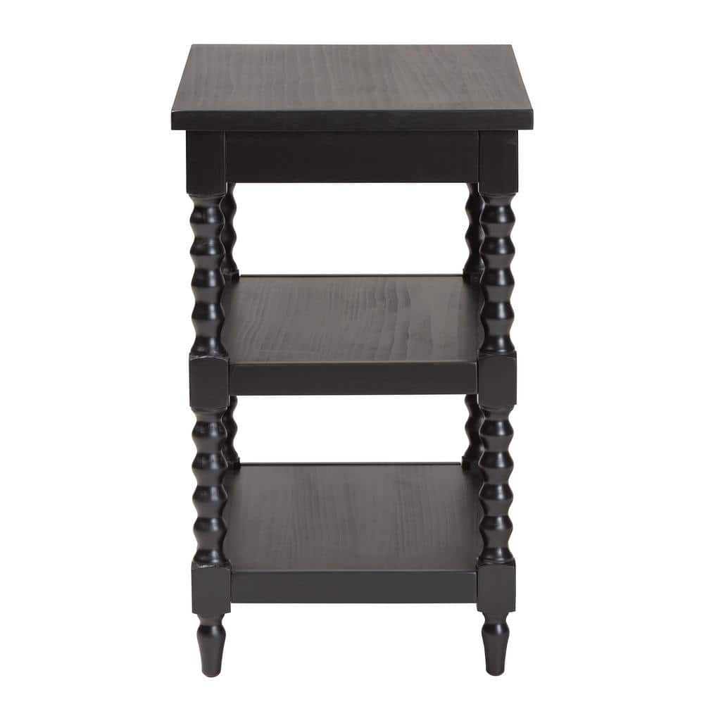 Imogene Black Wood End Table with Turned Legs