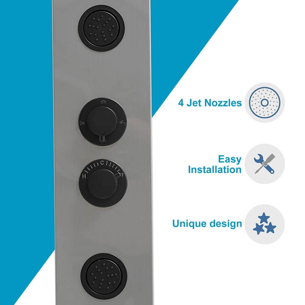 Black Nickel Multi-Function Shower Panel with Body Jets