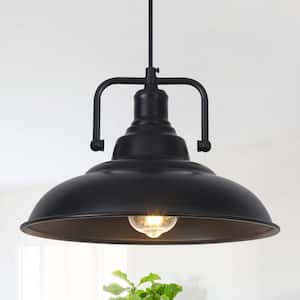 60-Watt 1-Light Black Shaded Pendant Light with Dome Shade, No Bulbs Included