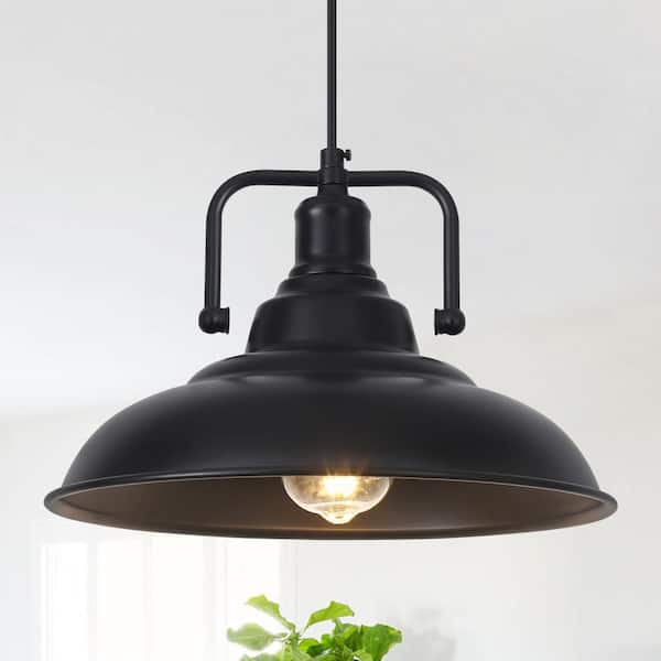 LWYTJO 60-Watt 1-Light Black Shaded Pendant Light with Dome Shade, No Bulbs Included