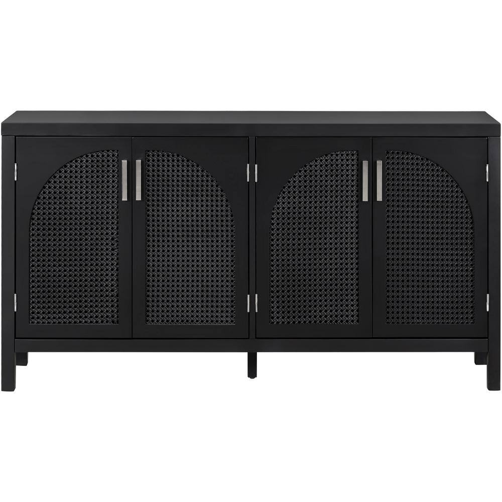 60.00 in. W x 15.00 in. D x 32.10 in. H Black Linen Cabinet with Artificial