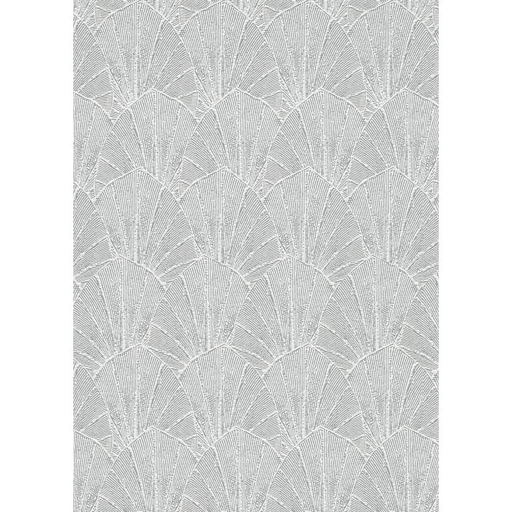 Sculpted Fan Leaf Silver Wallpaper Roll for Walls, Textured Tropical Design price history on PriceWatchPro