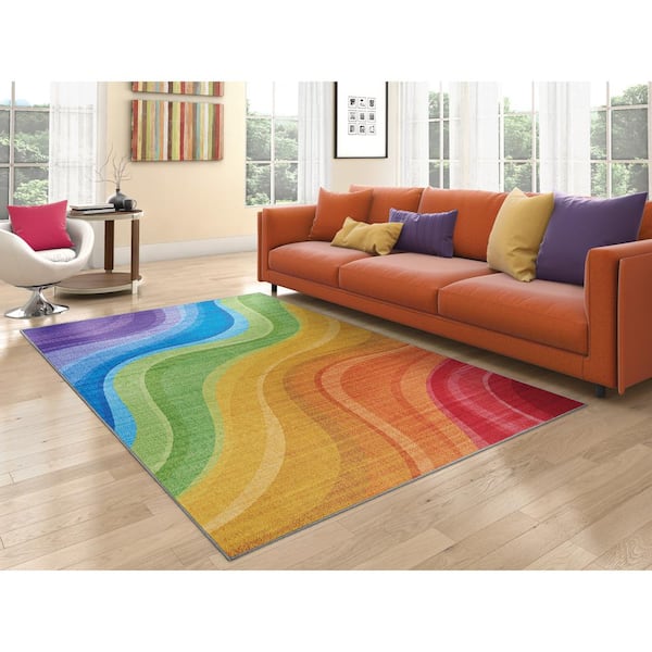 Rainbow Candiland Multicolor 8 ft. x 10 ft. Area Rug