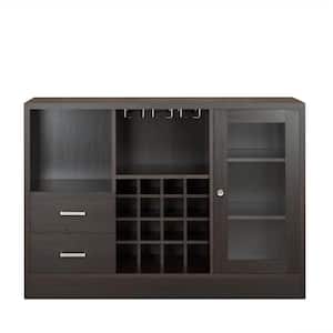 Hazen Espresso Wood 16 in. Buffet with Storage and Drawers
