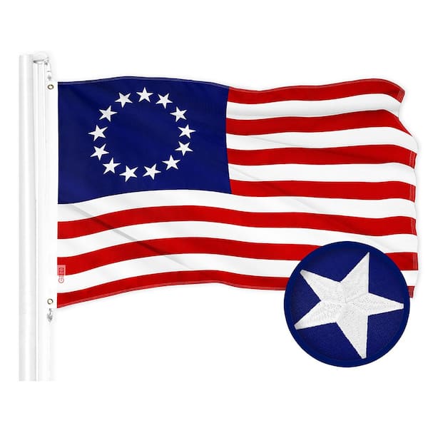 G128 1 ft. x 1.5 ft. Polyester Betsy Ross Flag Embroidered 300D BG 1PK